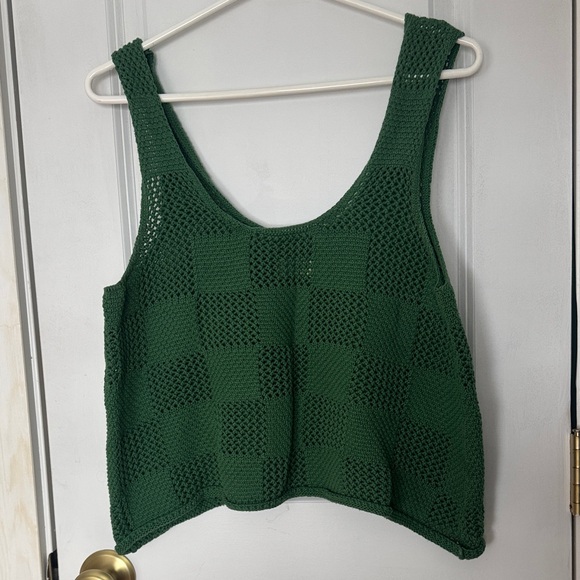 Curator Sf Green Crochet Zoe Tank Top M/L - Picture 3 of 5